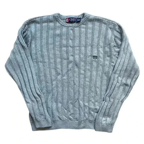 Chaps by Ralph Lauren Men's Pullover Knit Sweater Cable Gray 100% Cotton XXL - Picture 1 of 9